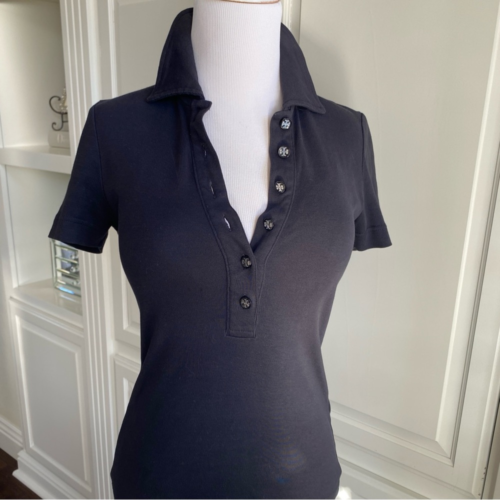 TORY BURCH Black Button polo shirt